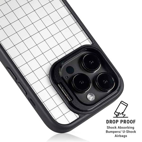 White Grid iPhone 14 Pro Kickstand Case